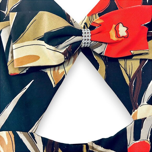 Vintage Leslie Faye 80’s Open-Back Floral Bow Cocktail Dress - Picture 5 of 10